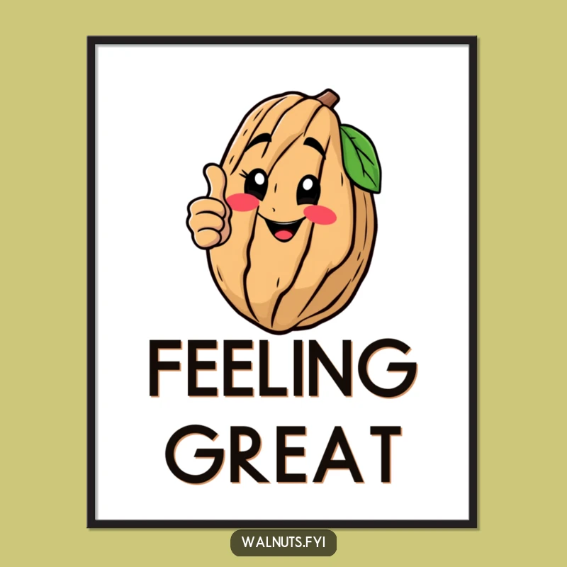 Funny Thumbs Up Walnut Digital Print - Instant Positive Decor!
