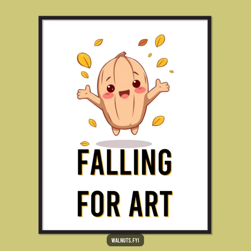 Funny Autumn Walnut Digital Art: Instant fall vibes, a perfect downloadable funny gift.