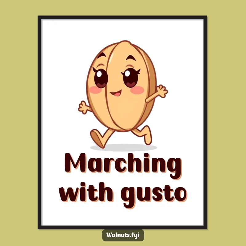 Funny Determined Walnut Digital Art Print: Bring Purpose to Your Walls