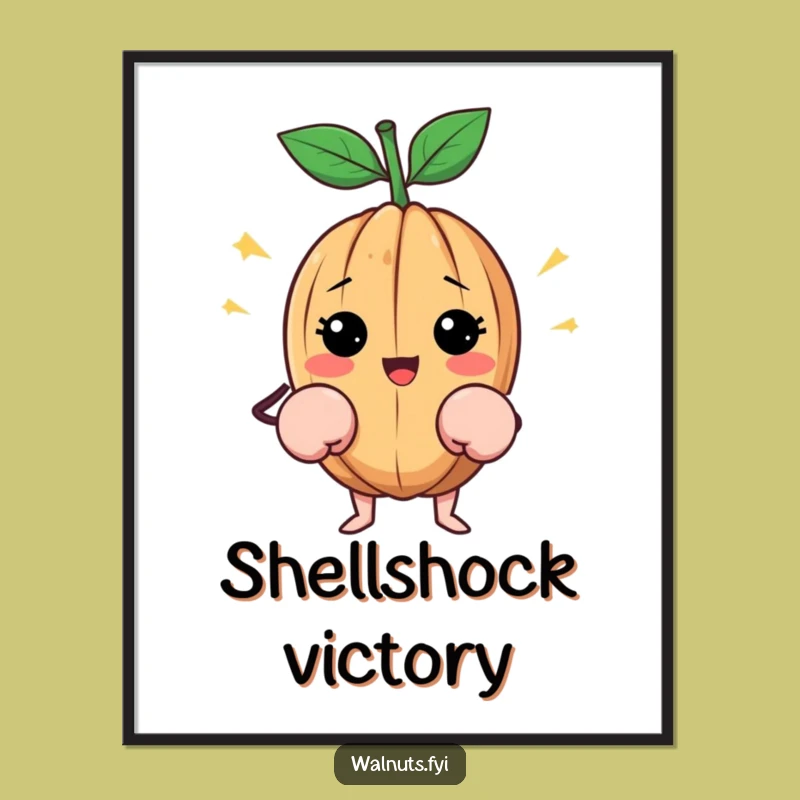 Funny Happy Walnut Digital Art: Tiny Boxer Print, Knockout Style, Perfect Funny Gift