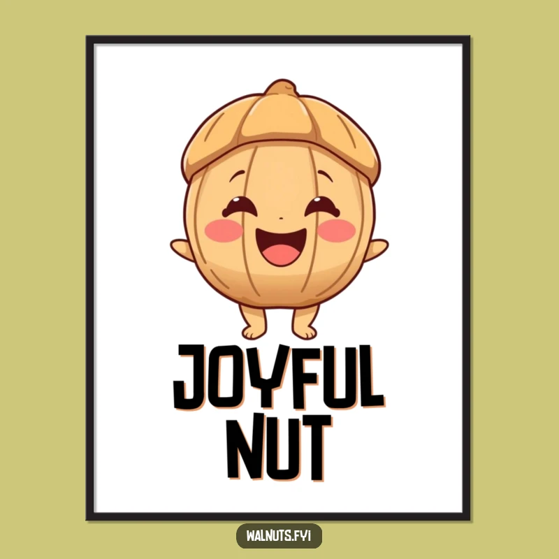 Funny Joyous Walnut Digital Art, Cheerful Decor for Instant Joy