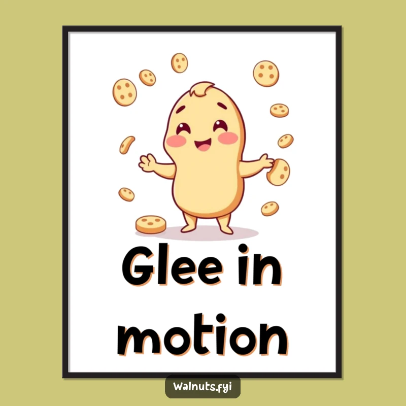 Funny Juggling Cashew Cookie Print - Whimsical Wall Art Gift