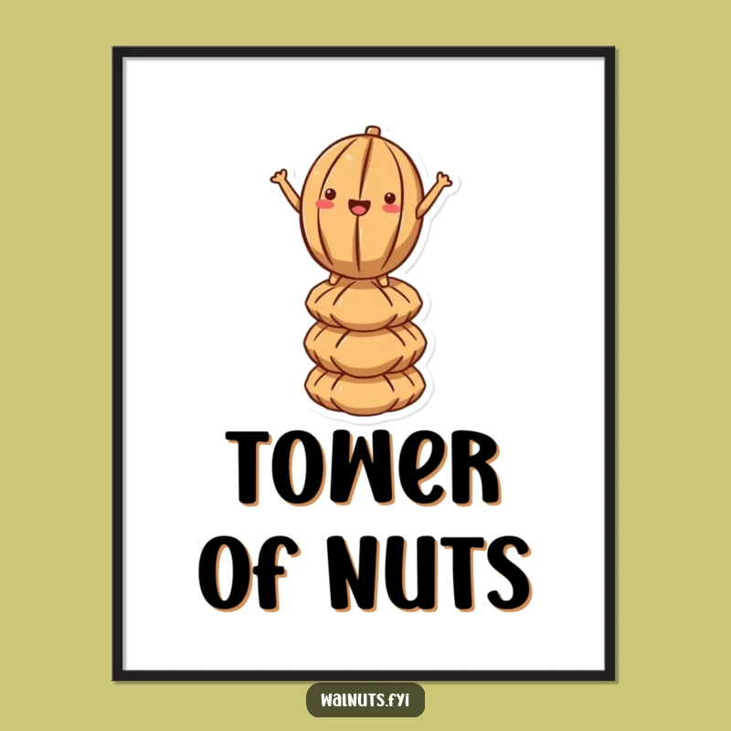 Funny Kawaii Walnut Balance Digital Art - Instant Stunts for Your Walls