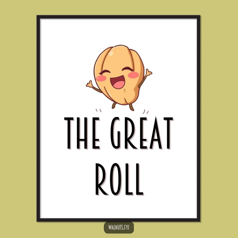 Funny Kawaii Walnut Digital Art: Instant energy, a perfect downloadable funny gift.