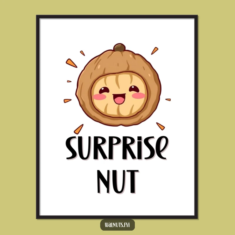 Funny Kawaii Walnut Surprise Digital Art - Instant Laughs for Your Walls