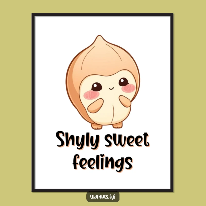 Funny Shy Hazelnut Berry Digital Art - Adorable Wall Decor Print Gift