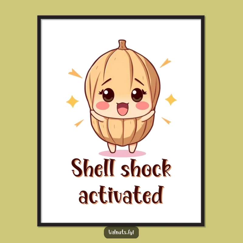 Funny Surprised Walnut Digital Art - Shocked Nut Printable Gift
