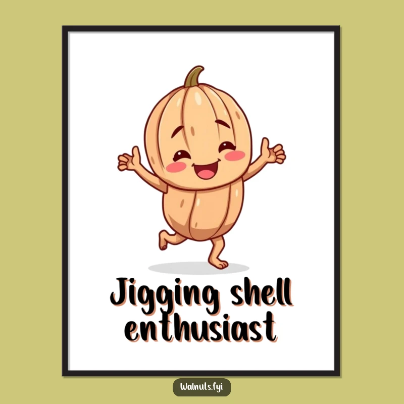 Funny Walnut Jig Digital Art: Cheerful Gnarled Character Dancing, Instant Funny Gift Download