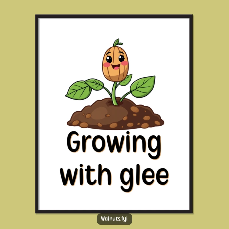 Funny Walnut Sprout Digital Print: Instant Joy for Your Walls