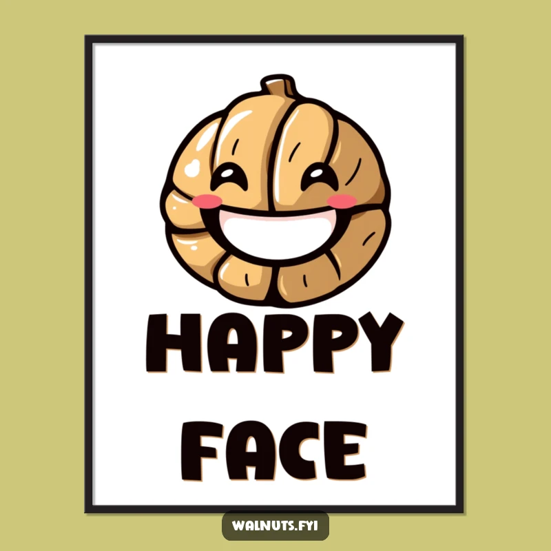 Funny Grinning Walnut Digital Print - Instant Joyful Wall Decor!