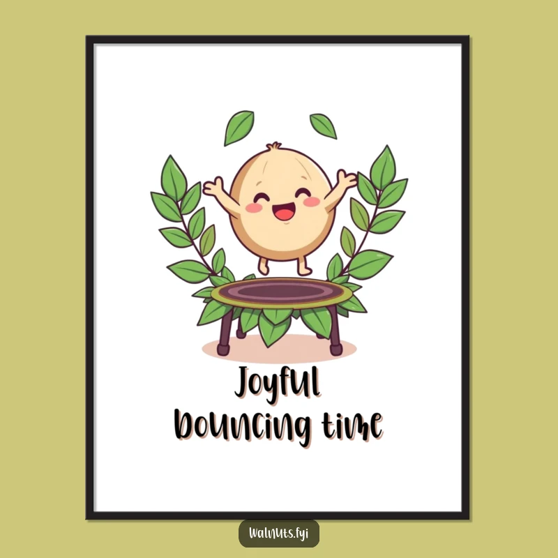 Funny Walnut Trampoline Digital Art: Instant Playfulness for Your Walls