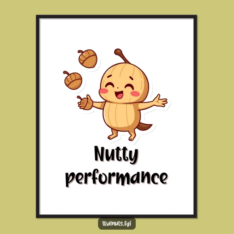 Funny Juggling Walnut Digital Art: Instant talent, a perfect downloadable funny gift.