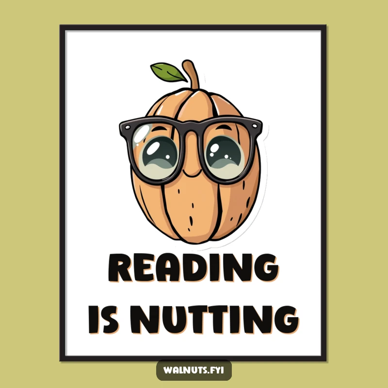 Funny Walnut Glasses Digital Art: Smart Decor for Bookish Laughs!