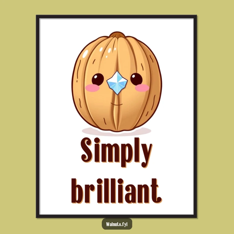 Funny Kawaii Gem Walnut Digital Art - Sparkling Treasure Decor