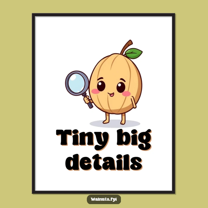 Funny Curious Walnut Digital Art: Intriguing Character Print