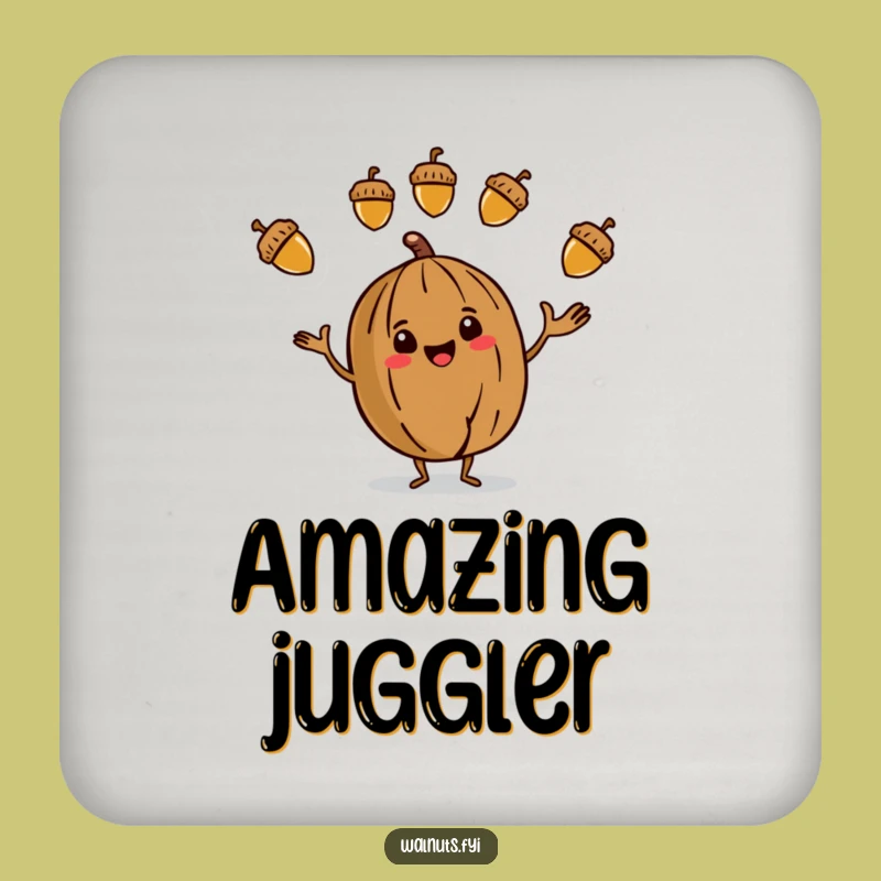 Juggling Walnut Coaster Set - Protect Surfaces with Acorn Flair!