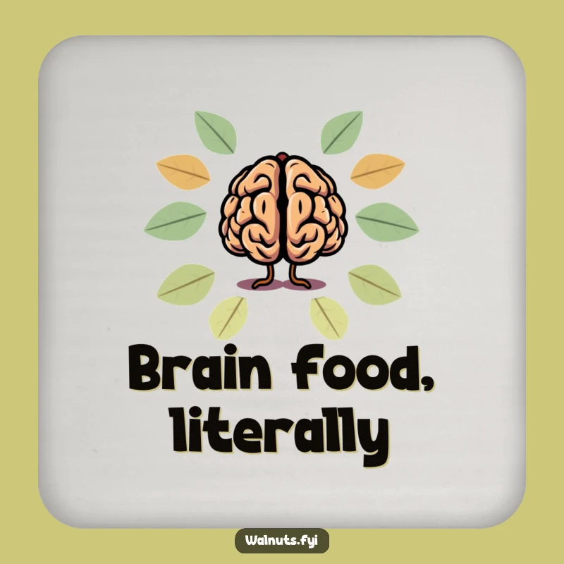 Funny Brain Walnut Coasters: Protect Tables with Hilarious Smarts!