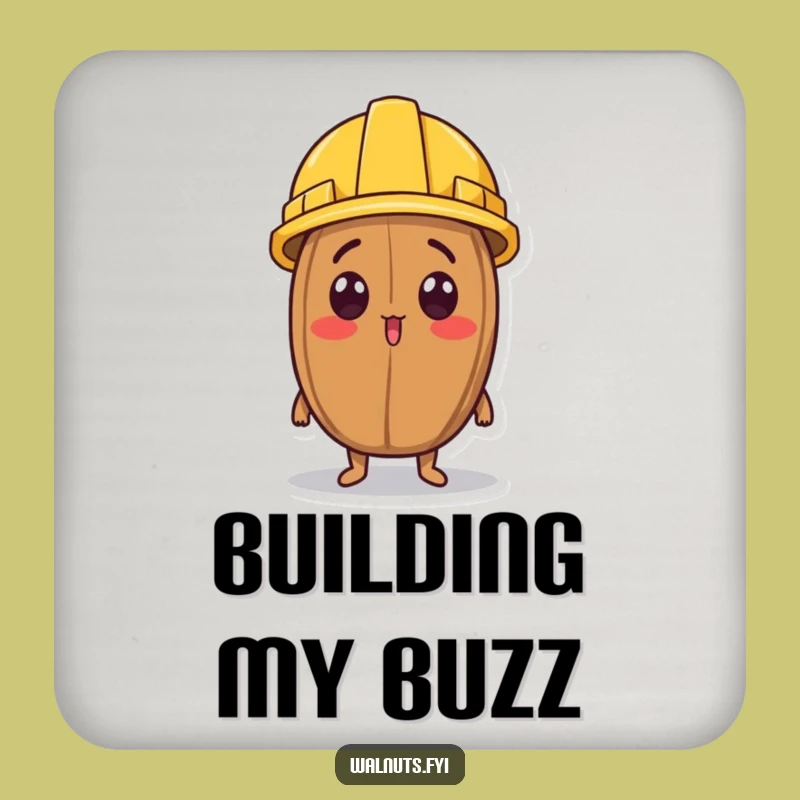 Funny Surprised Walnut Construction Coaster - Protect Surfaces Humorously