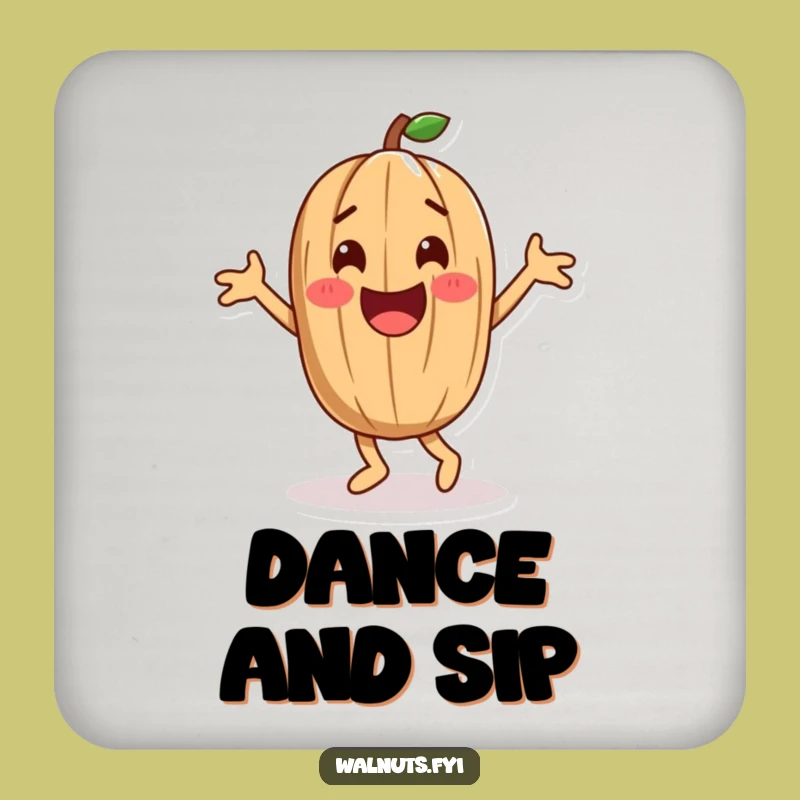 Happy Dance Walnut Coasters: Playful Protection, Hilarious Home Gift