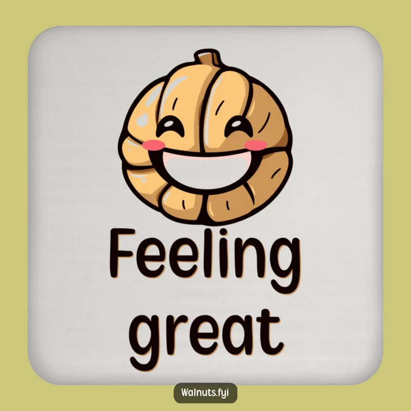Funny Grinning Walnut Coaster - Protect Surfaces with a Smile!