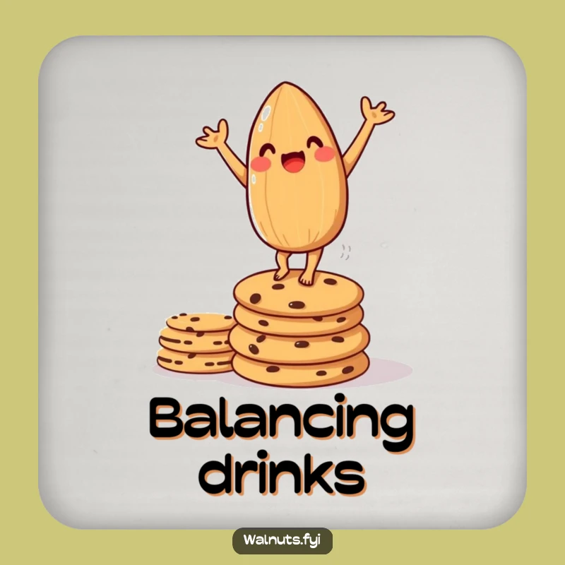 Funny Almond Handstand Cookie Coaster - Playful Barware Gift