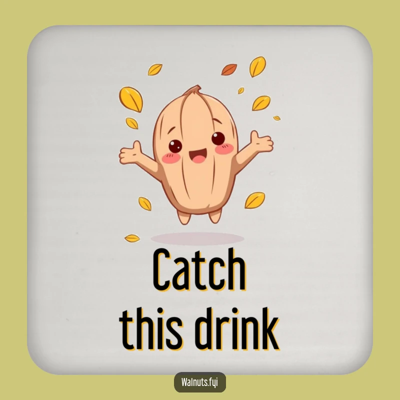 Funny Autumn Walnut Coaster: Protect surfaces with fall charm, a perfect funny gift.