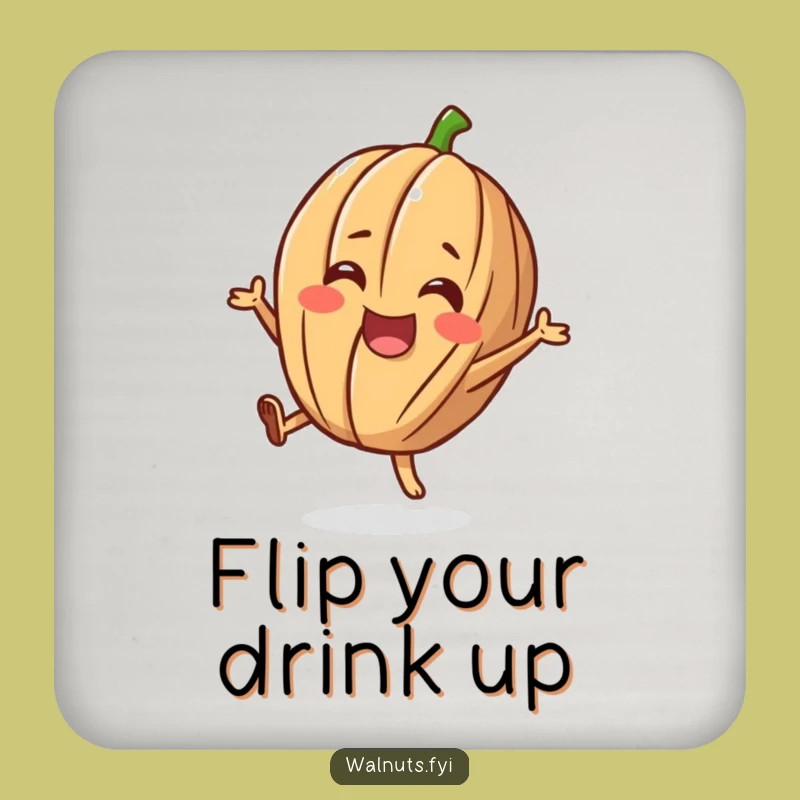 Funny Cheerful Flip Walnut Coaster - Joyful Surface Protection