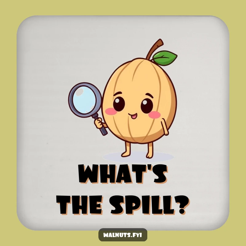 Funny Curious Walnut Coaster: Protect Surfaces with Intrigue