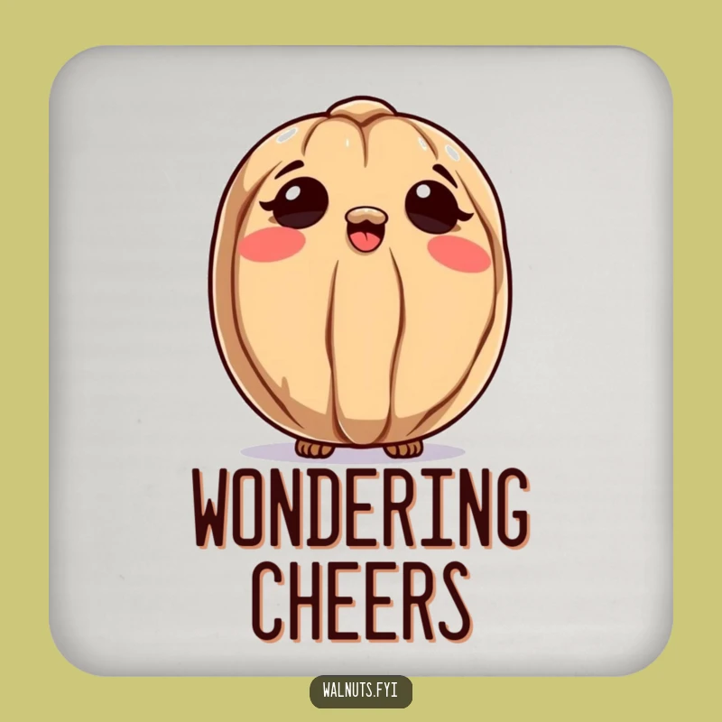 Funny Curious Walnut Coaster, Protect Surfaces with Wonder