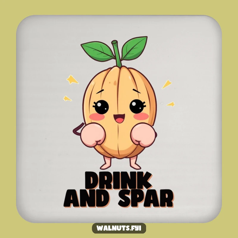 Funny Happy Walnut Coaster: Tiny Boxer Nut Protection, Punchy Style, Perfect Funny Gift