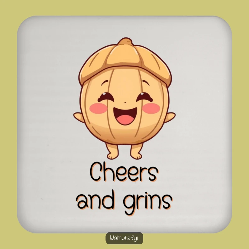 Funny Joyous Walnut Coaster, Protect Surfaces with a Smile