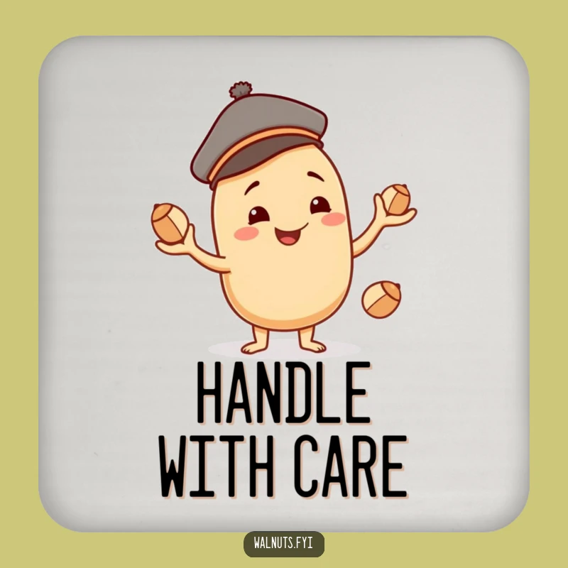 Funny Juggling Cashew Drink Coaster - Protect Surfaces with Skillful Charm