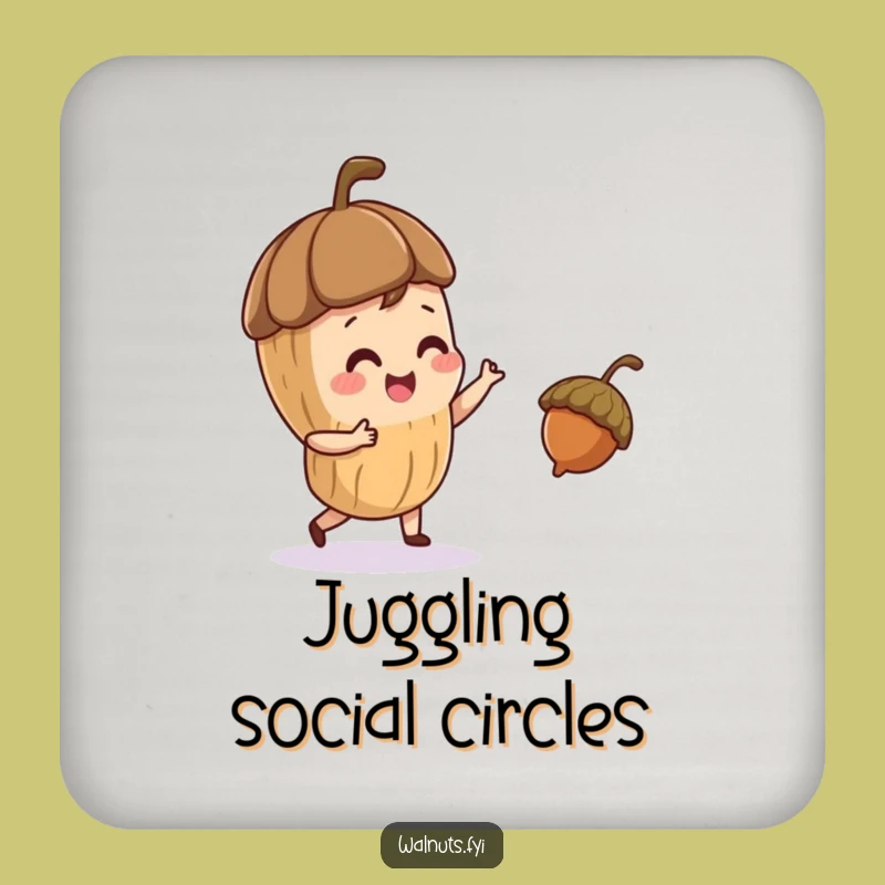 Funny Juggling Walnut Coaster - Playful Surface Protection