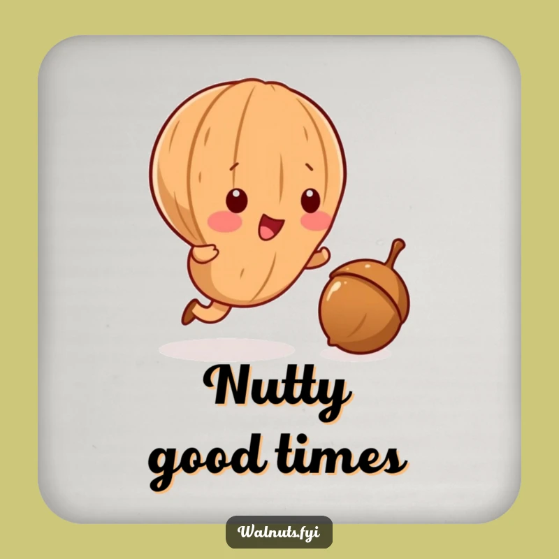 Funny Kawaii Walnut Coaster - Playful Acorn Chase Drink Protector