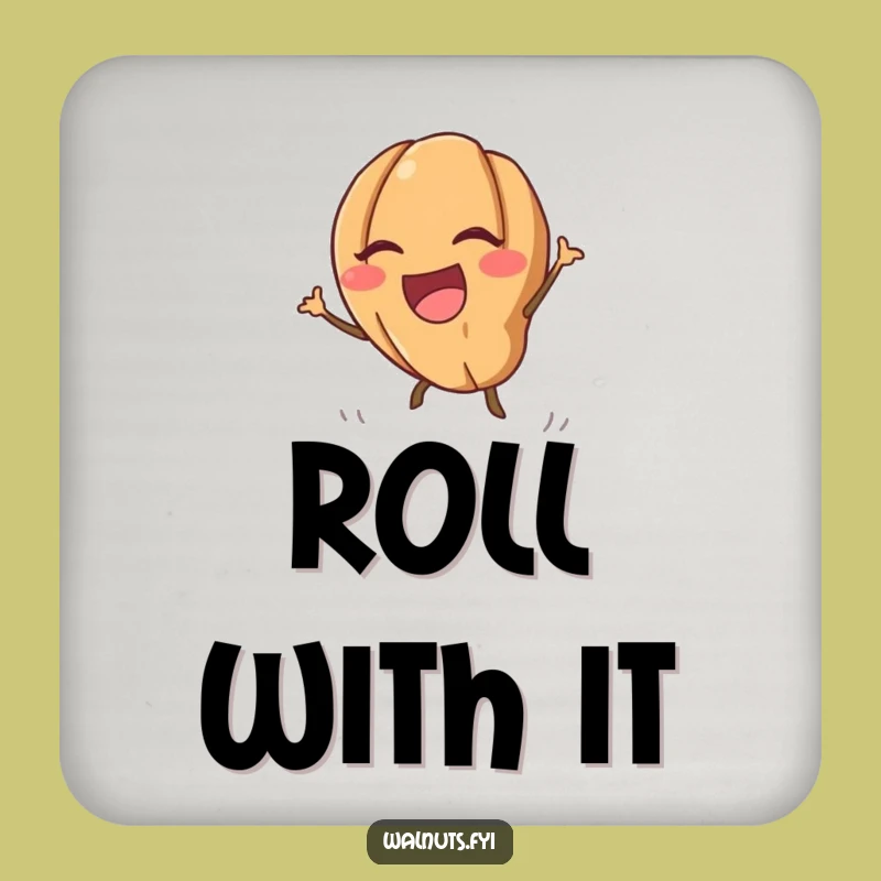 Funny Kawaii Walnut Coaster: Protect surfaces with a laugh, a perfect funny gift.