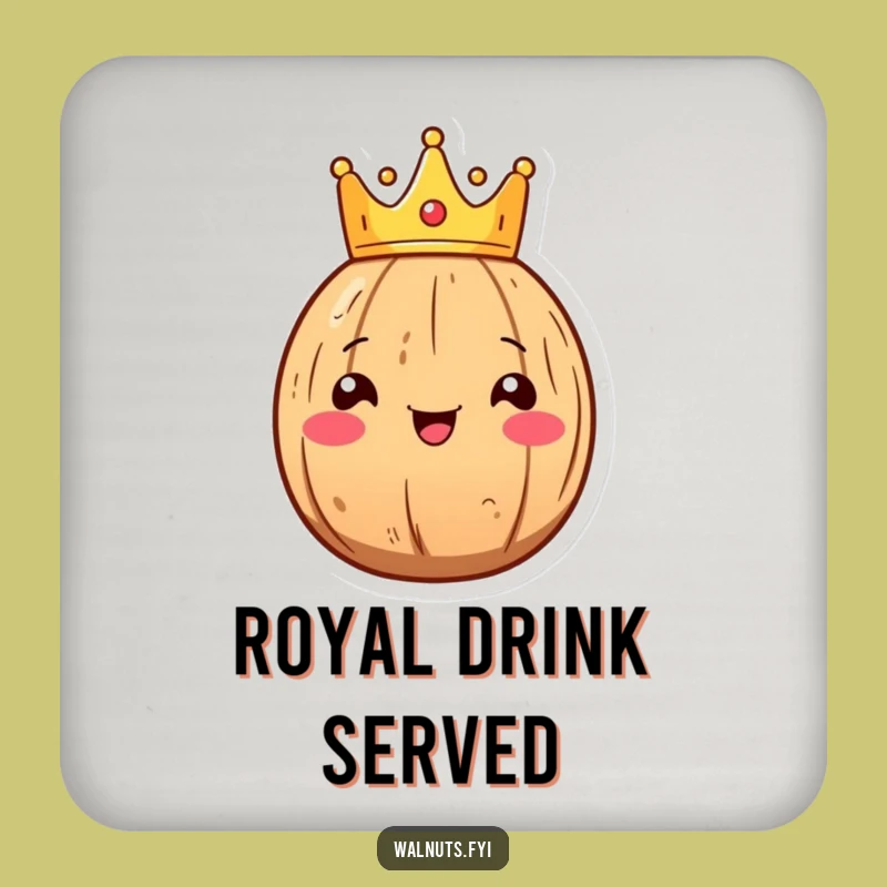 Funny Kawaii Walnut King Coasters: Protect Surfaces with Royal Nutty Style, Set of Funny Gifts!