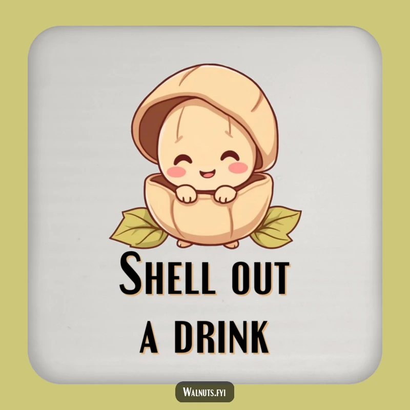 Funny Peeking Walnut Coaster: Happy Character Hiding, Protect Surfaces Funny Gift
