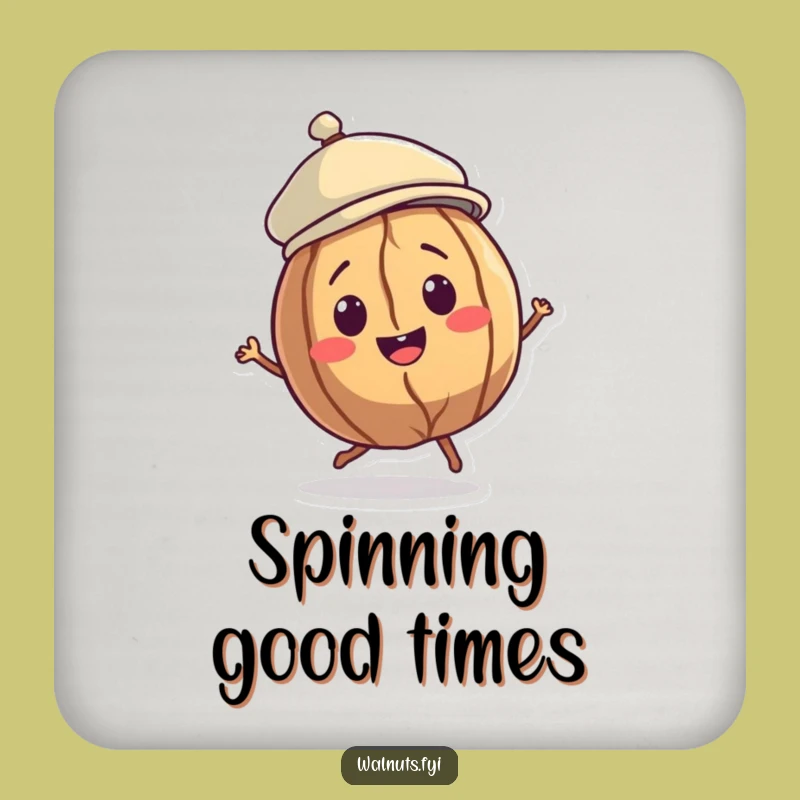 Funny Walnut Dancer Coasters (Set of 4): Protect Surfaces with Spin Art, Gift Idea