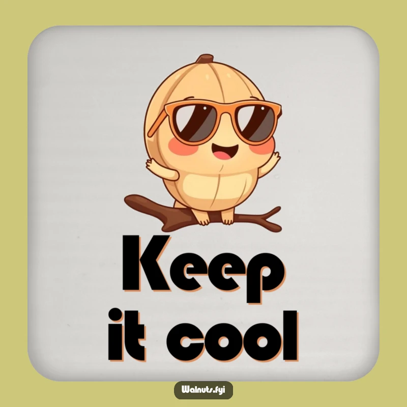 Funny Walnut Sunglasses Coaster: Protect surfaces with style, a perfect funny gift.