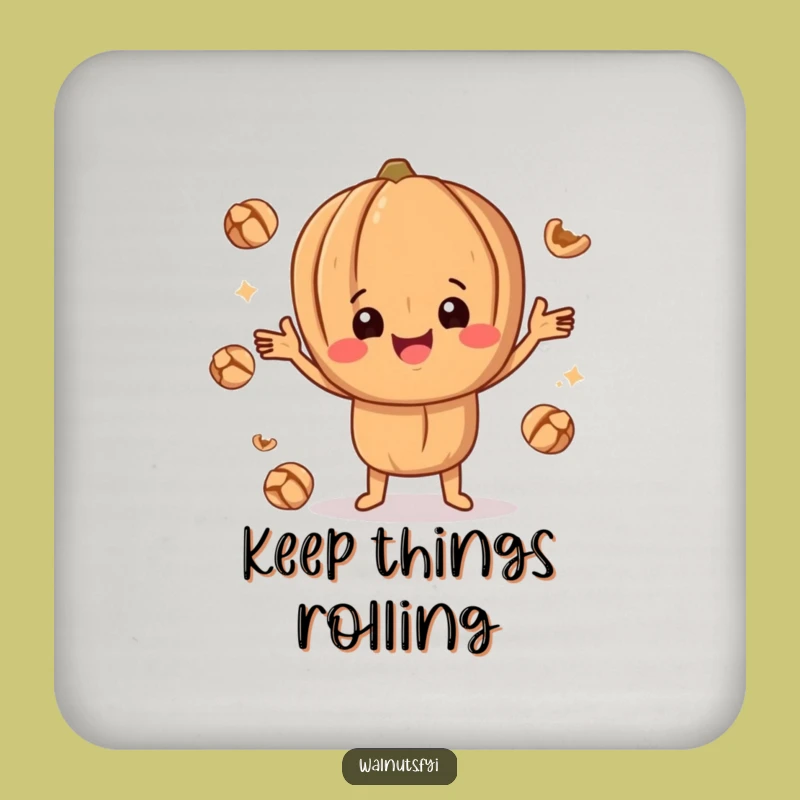 Happy Juggling Walnut Coasters: Funny Nutty Protection, Hilarious Drink Gift