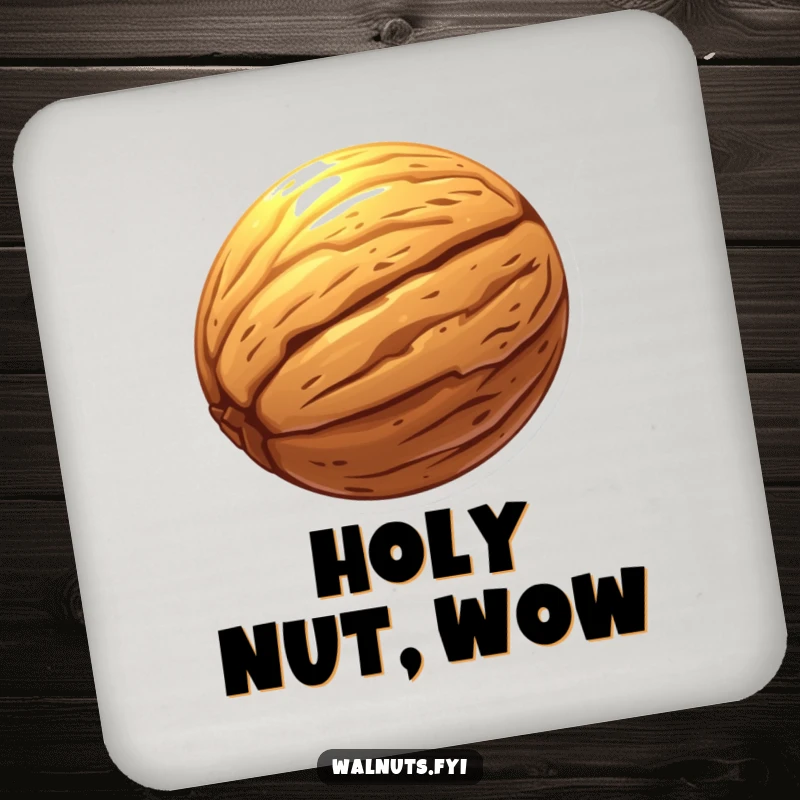 Funny coasters with a glowing walnut, providing mystical charm and surface protection.