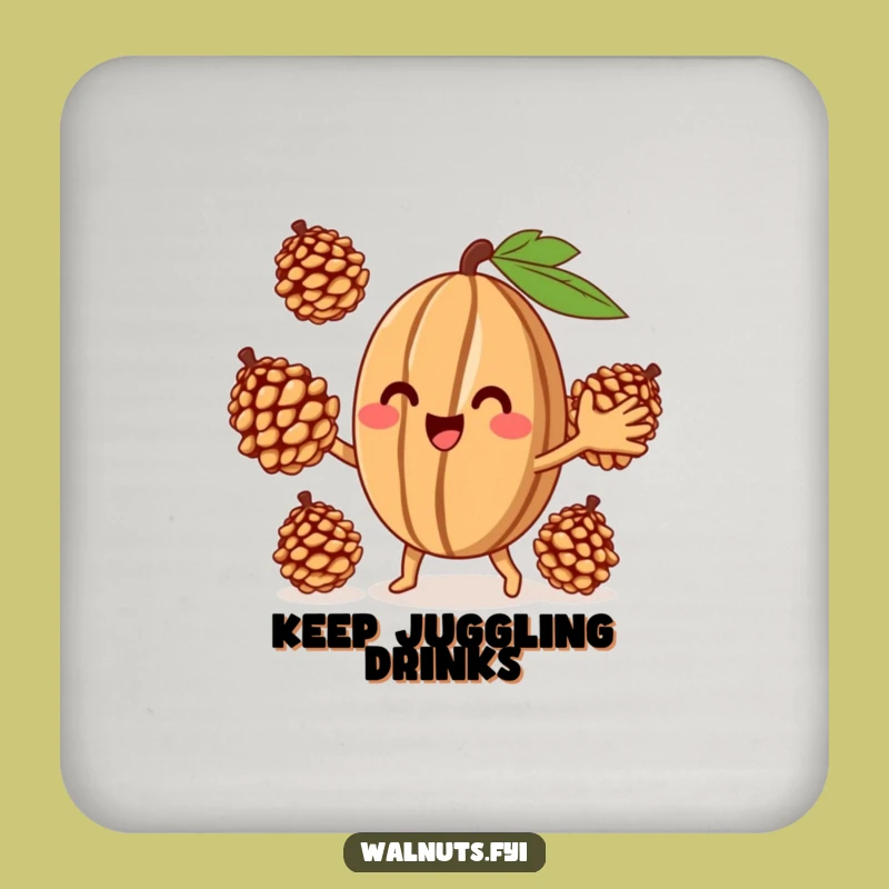 Funny Juggling Walnut Coaster - Hilarious Surface Protection for Playful Homes Gift
