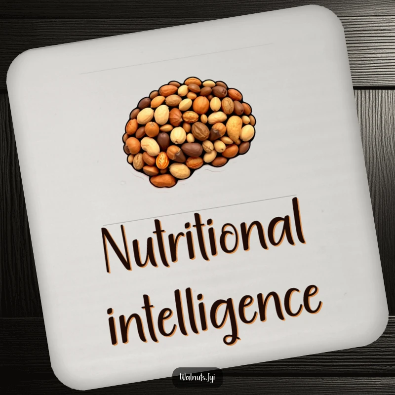 Funny coaster featuring a brain composed of various nuts, protecting surfaces with smart humor, a delightful funny gift.