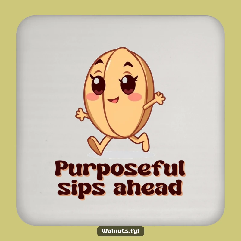 Funny Determined Walnut Drink Coasters: Protect Surfaces with Purposeful Art