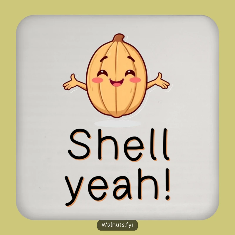 Funny Confident Walnut Coaster: Smiling Posing Character, Protect Drinks Funny Gift