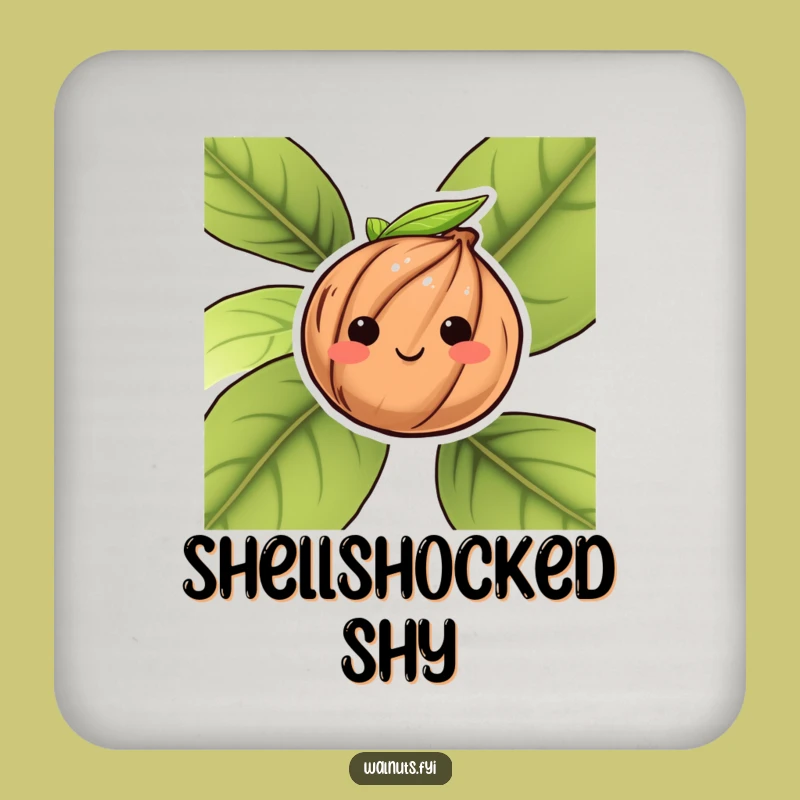 Funny Shy Walnut Coaster: Protect Surfaces with Sweet Charm