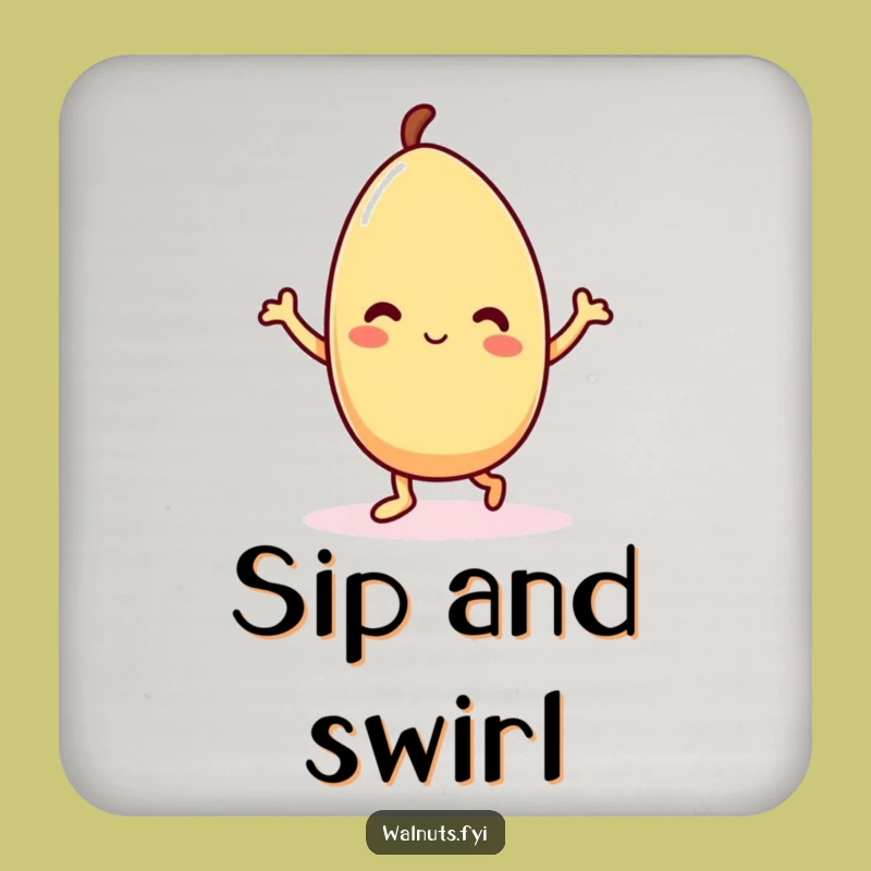 Funny Kawaii Almond Dance Coaster - Protect Surfaces with Style