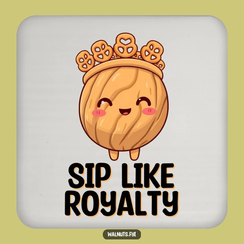 Funny Walnut King Crown Coaster - Protect Surfaces with Royal Flair