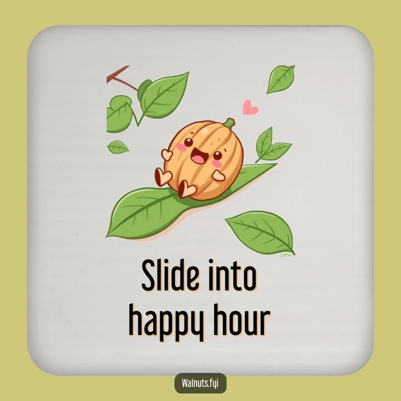 Funny Sliding Walnut Coaster - Hilarious Surface Protection for Joyful Homes