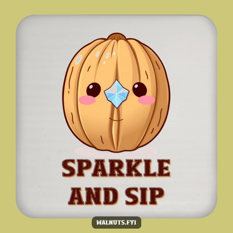 Funny Kawaii Gem Walnut Coaster - Sparkling Gem Drink Protector